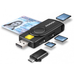 ID-kaardilugeja+ mälukaardilugeja+ USB-C adapter, CRE-SMP2A